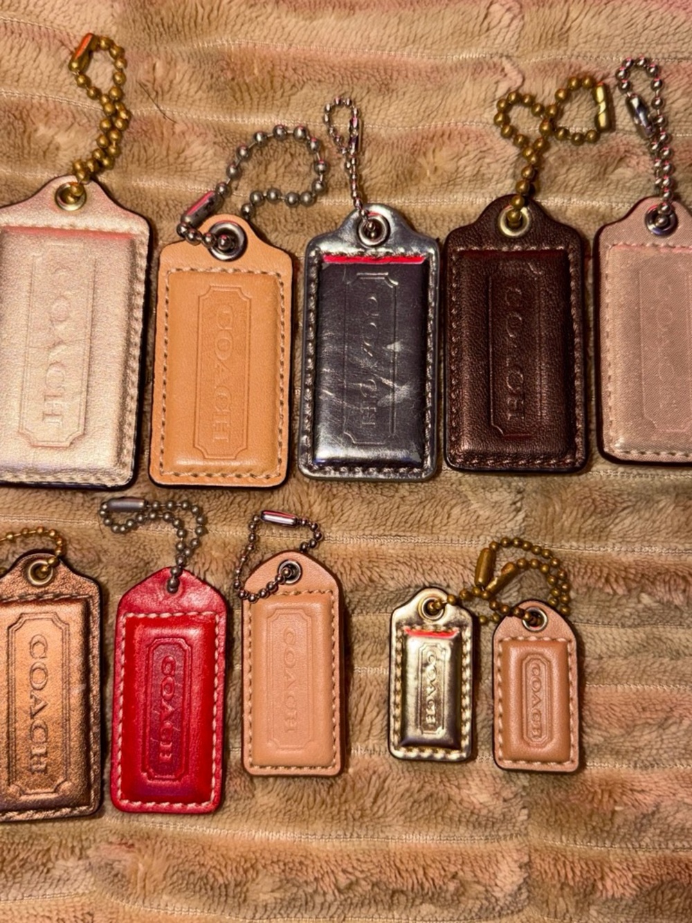 COACH Leather Bag Tag Keychain Lot - Assorted Colors & Sizes